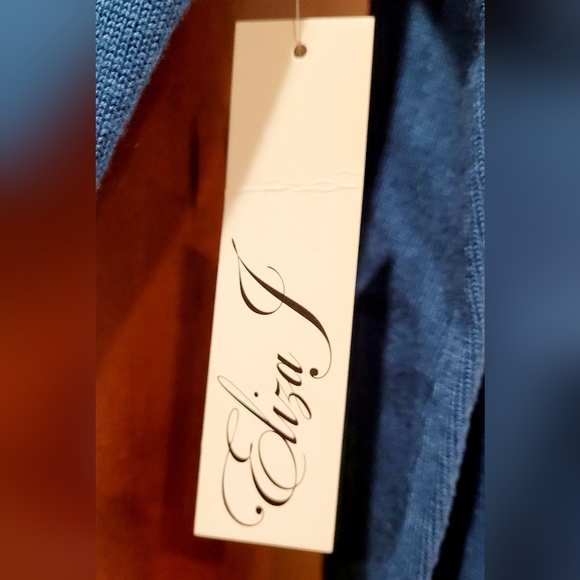 🍀❤️ NWT-Eliza J-Blue Sweater Knit-Button Front Flared Dress - Picture 6 of 7